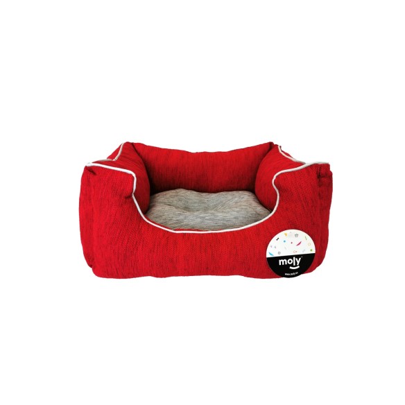 Coussin Rectangulaire en Chenille Rouge T-2 pour Animaux de Compagnie 60x48x24