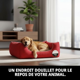 Coussin Rectangulaire en Chenille Rouge T-2 pour Animaux de Compagnie 60x48x24 2