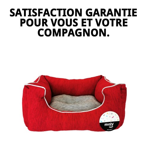 Coussin Rectangulaire en Chenille Rouge T-2 pour Animaux de Compagnie 60x48x24