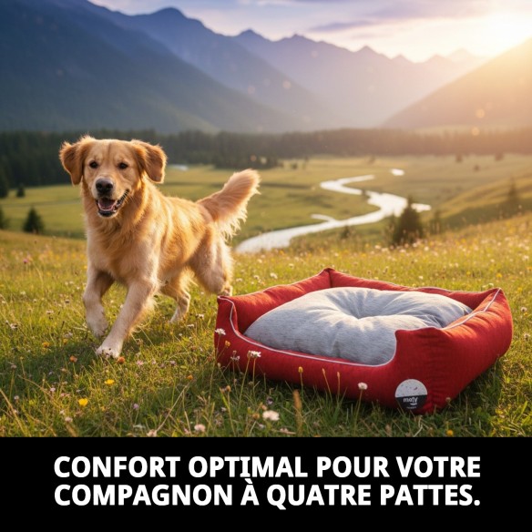 Coussin Rectangulaire Chenille Rouge T-4 : Confort pour Animaux de Compagnie