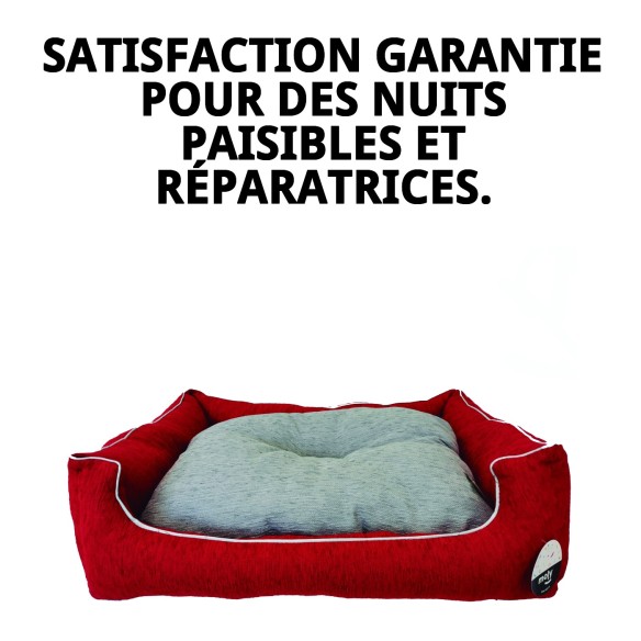 Coussin Rectangulaire Chenille Rouge T-4 : Confort pour Animaux de Compagnie