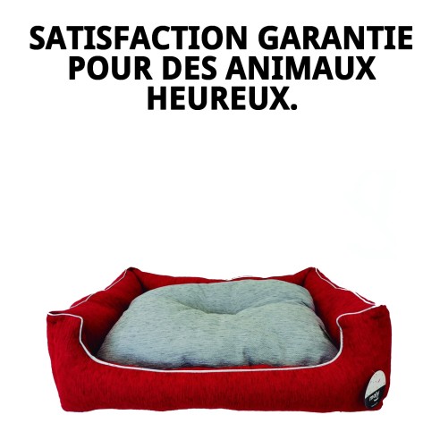 Coussin Rectangulaire en Chenille Rouge T-5 100x84x26 pour Animaux de Compagnie