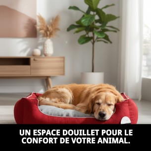 Lit rectangulaire en chenille rouge T-6 pour animaux de compagnie 115x86 cm 2