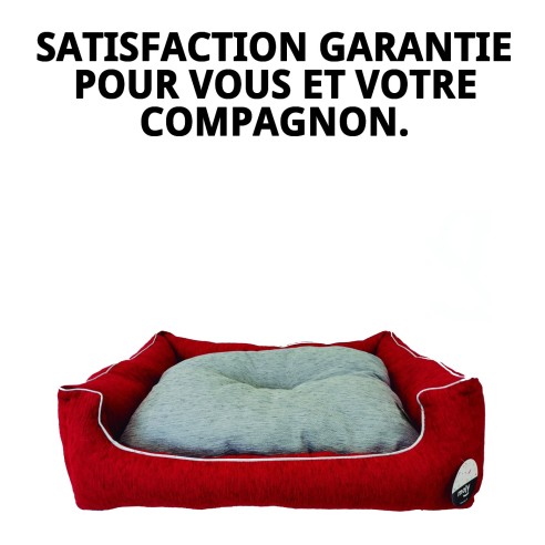 Lit rectangulaire en chenille rouge T-6 pour animaux de compagnie 115x86 cm