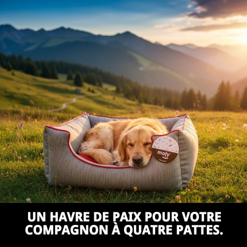 Coussin Rectangulaire Chenille Gris T-1 pour Animaux de Compagnie 50x42x21