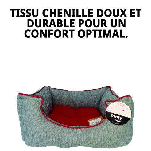 Coussin Rectangulaire Chenille Gris T-1 pour Animaux de Compagnie 50x42x21