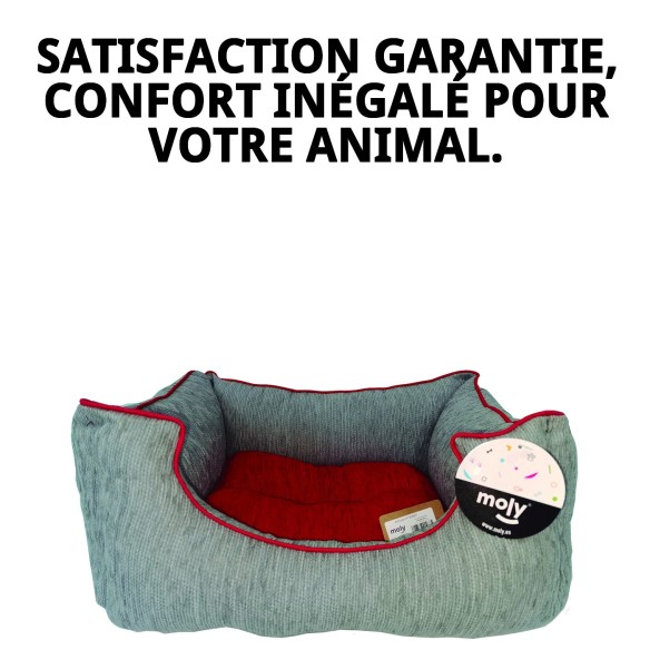 Coussin Rectangulaire Chenille Gris T-1 pour Animaux de Compagnie 50x42x21