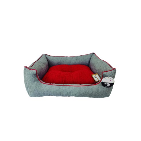 Lit rectangulaire en chenille gris T-3 pour animaux de compagnie 75x63 cm
