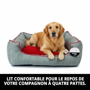 Lit rectangulaire en chenille gris T-3 pour animaux de compagnie 75x63 cm 2