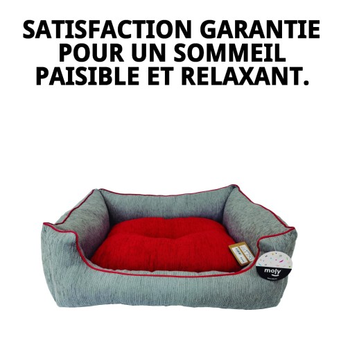 Lit rectangulaire en chenille gris T-3 pour animaux de compagnie 75x63 cm