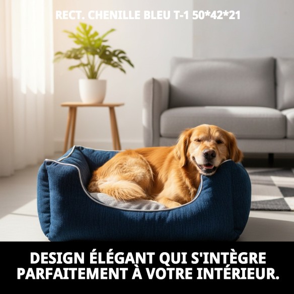 Cage Rectangulaire en Chenille Bleue T-1 pour Animaux de Compagnie Confortable