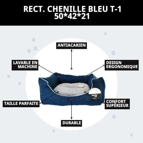 Cage Rectangulaire en Chenille Bleue T-1 pour Animaux de Compagnie Confortable