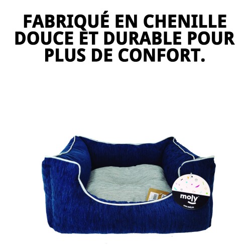 Coussin Rectangulaire Chenille Bleu T-2 : Confort et Style pour Animaux de Compagnie