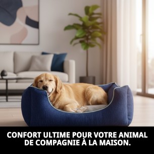 Lit Rectangulaire en Chenille Bleue T-3 : Confort et Style 2