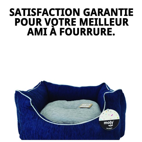 Lit Rectangulaire en Chenille Bleue T-3 : Confort et Style