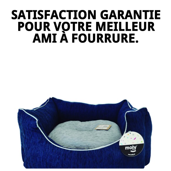 Lit Rectangulaire en Chenille Bleue T-3 : Confort et Style