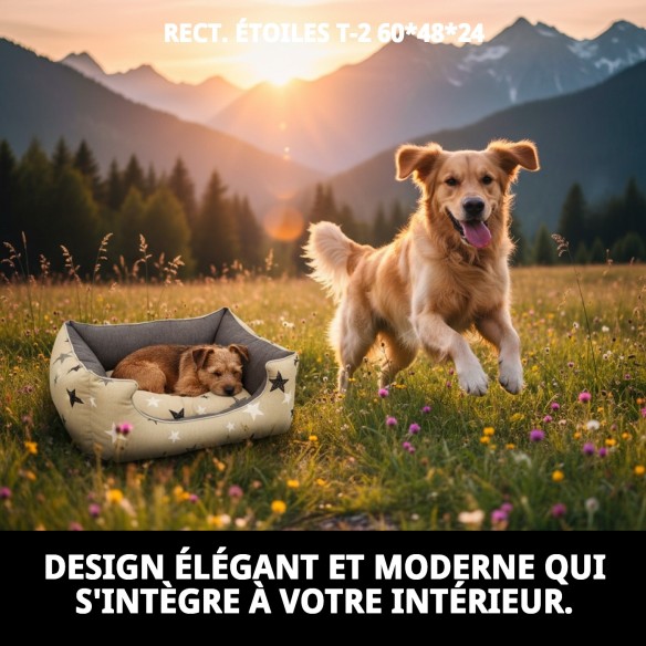 Coussin Rectangulaire Étoiles T-2 60x48x24 pour Animaux de Compagnie