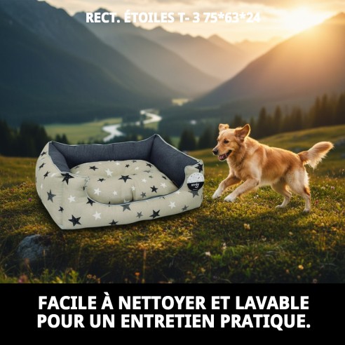 Coussin Rectangulaire Étoiles T-3 pour Animaux de Compagnie 75x63x24