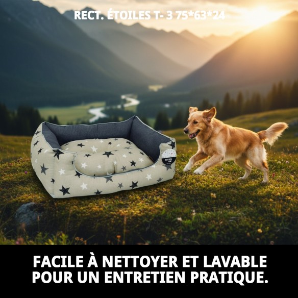 Coussin Rectangulaire Étoiles T-3 pour Animaux de Compagnie 75x63x24