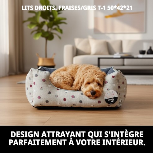 Coussin Rectangulaire Fresitas/Gris T-1 pour Animaux de Compagnie 50x42x21