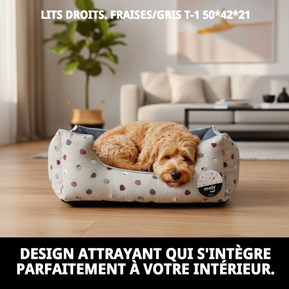 Coussin Rectangulaire Fresitas/Gris T-1 pour Animaux de Compagnie 50x42x21