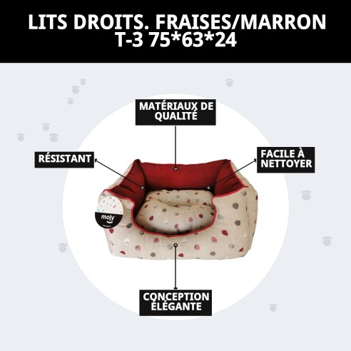 Coussin Rectangulaire Fresitas Grenat T-3 pour Animaux de Compagnie 75x63 cm