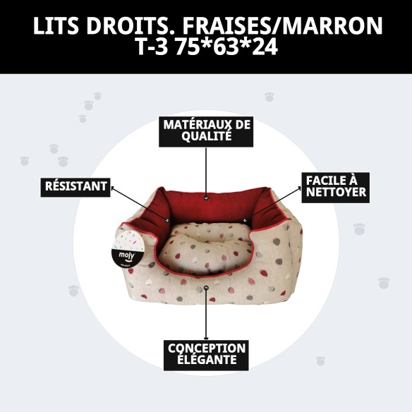 Coussin Rectangulaire Fresitas Grenat T-3 pour Animaux de Compagnie 75x63 cm