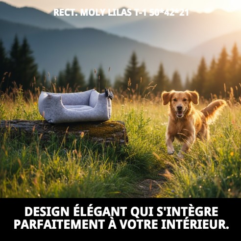 Lit rectangulaire Moly Lilas T-1 pour animaux de compagnie 50x42x21 cm