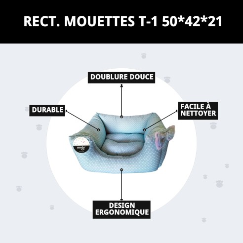 Coussin Rectangulaire Gaviotas T-1 pour Animaux de Compagnie 50x42x21 cm