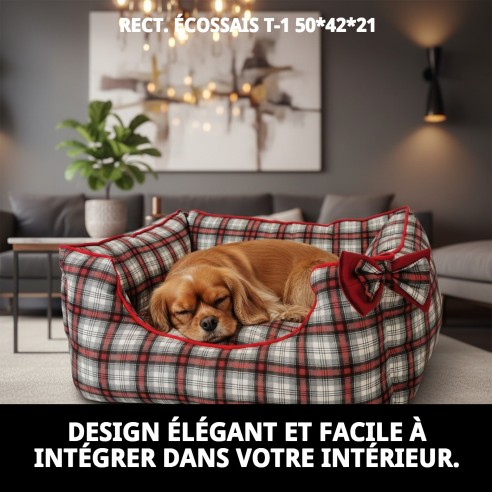 Caisse Rectangulaire Écossaise T-1 pour Animaux de Compagnie 50x42x21 cm