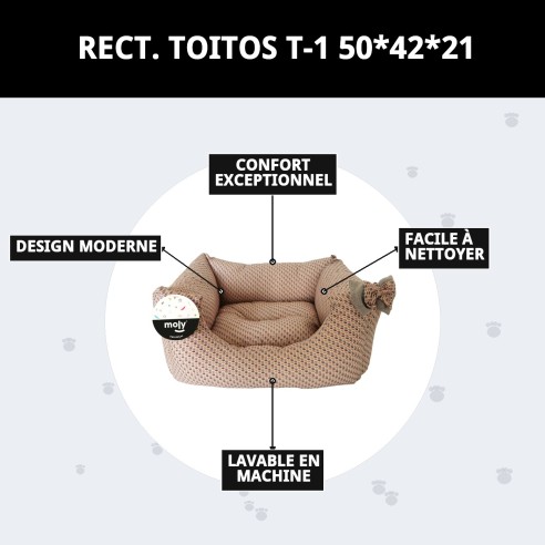 Coussin Rectangulaire Topitos T-1 pour Animaux de Compagnie 50x42x21 cm
