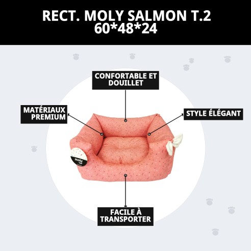 Caisse Rectangulaire Moly Saumon T.2 pour Animaux de Compagnie 60x48x24