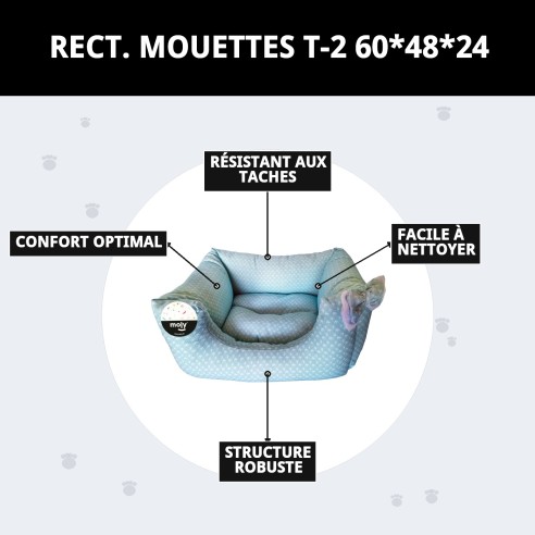 Cuna Rectangulaire Gaviotas T-2 pour Animaux de Compagnie 60x48x24 cm