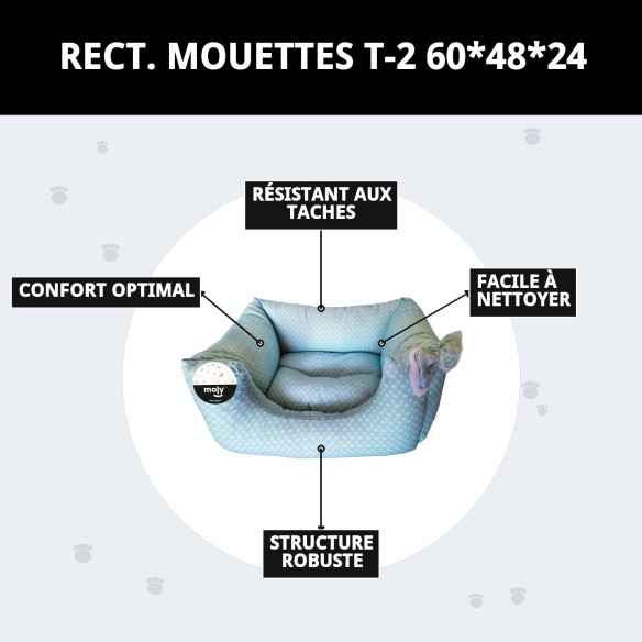 Cuna Rectangulaire Gaviotas T-2 pour Animaux de Compagnie 60x48x24 cm