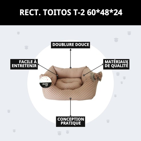 Lit rectangulaire Topitos T-2 60x48x24 - Confort pour votre animal de compagnie