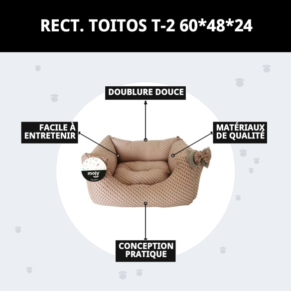 Lit rectangulaire Topitos T-2 60x48x24 - Confort pour votre animal de compagnie
