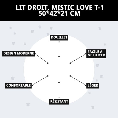 Coussin Rectangulaire Mistic Love T-1 pour Animaux 50x42 cm