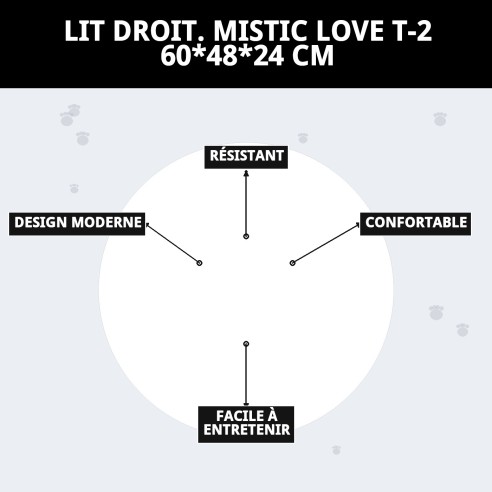 Coussin Rectangulaire Mistic Love T-2 pour Animaux 60x48 cm