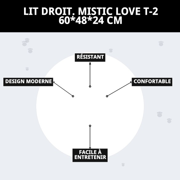 Coussin Rectangulaire Mistic Love T-2 pour Animaux 60x48 cm