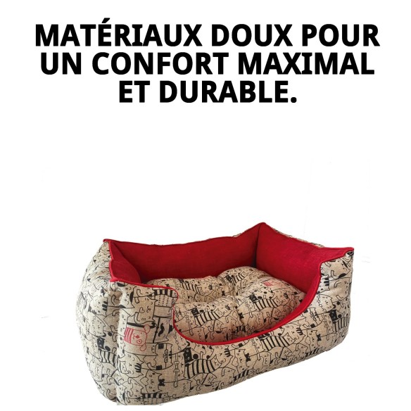 Lit rectangulaire Mistic Love T-3 pour animaux de compagnie 75x63 cm