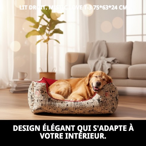 Lit rectangulaire Mistic Love T-3 pour animaux de compagnie 75x63 cm