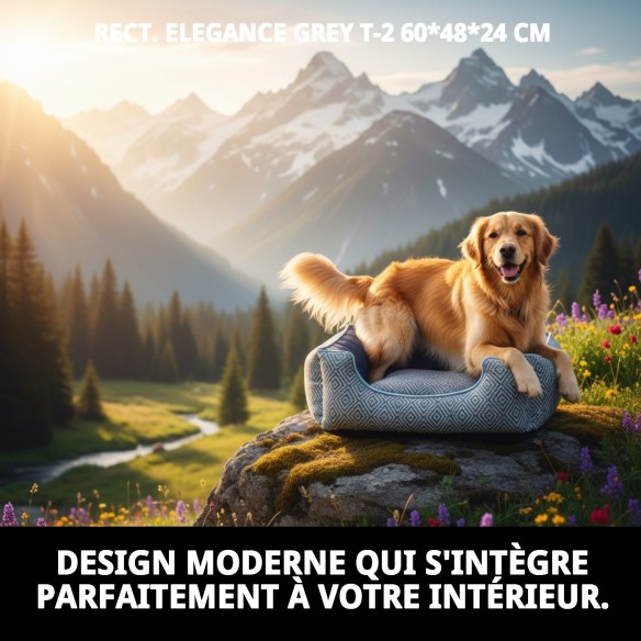 Coussin Rectangulaire Elegance Gris T-2 pour Animaux 60x48 cm
