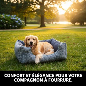 Lit rectangulaire Elegance Grey T-3 pour animaux de compagnie 75x63x24 cm 2