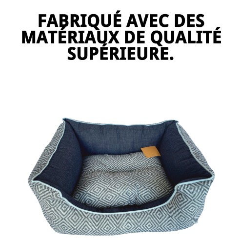 Lit rectangulaire Elegance Grey T-3 pour animaux de compagnie 75x63x24 cm