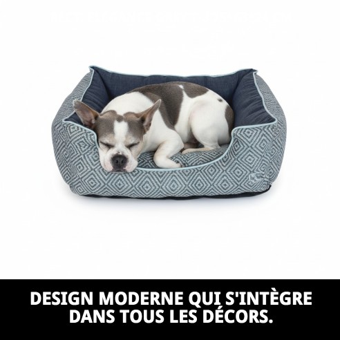Lit rectangulaire Elegance Grey T-3 pour animaux de compagnie 75x63x24 cm