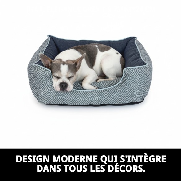 Lit rectangulaire Elegance Grey T-3 pour animaux de compagnie 75x63x24 cm