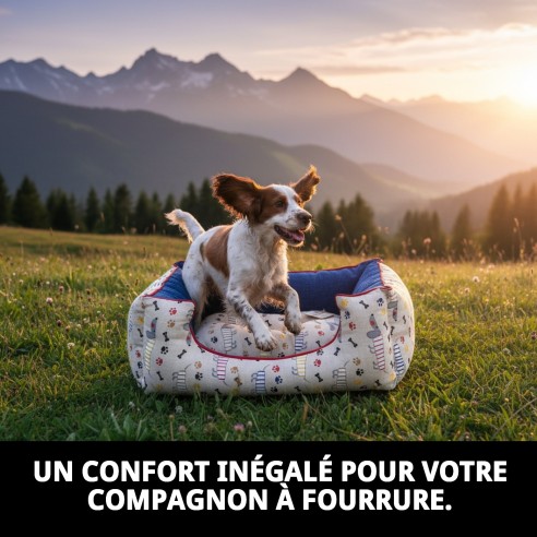 Lit rectangulaire Happy T-1 pour animaux de compagnie 50x42x21 cm