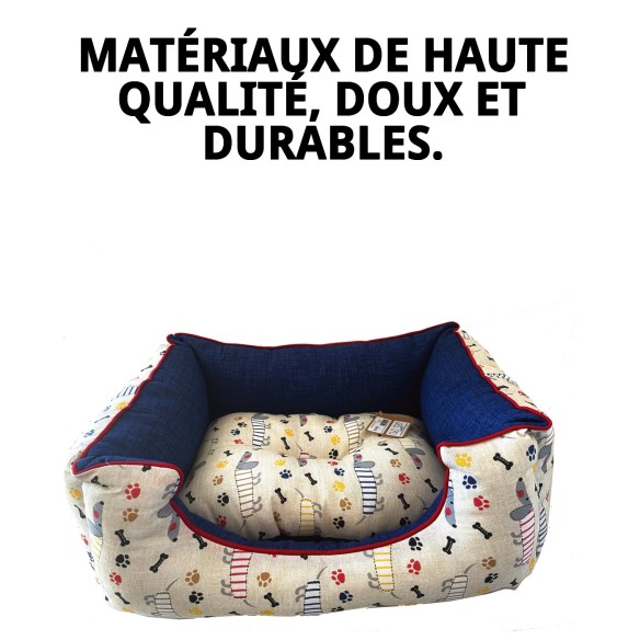 Lit rectangulaire Happy T-1 pour animaux de compagnie 50x42x21 cm