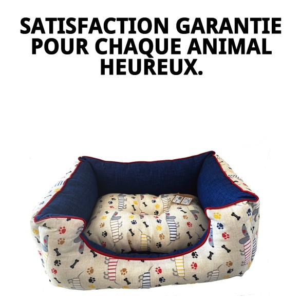 Lit rectangulaire Happy T-1 pour animaux de compagnie 50x42x21 cm