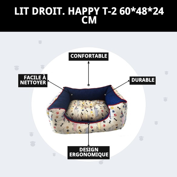 Cratère Rect. Happy T-2 60x48x24 cm pour votre animal heureux.